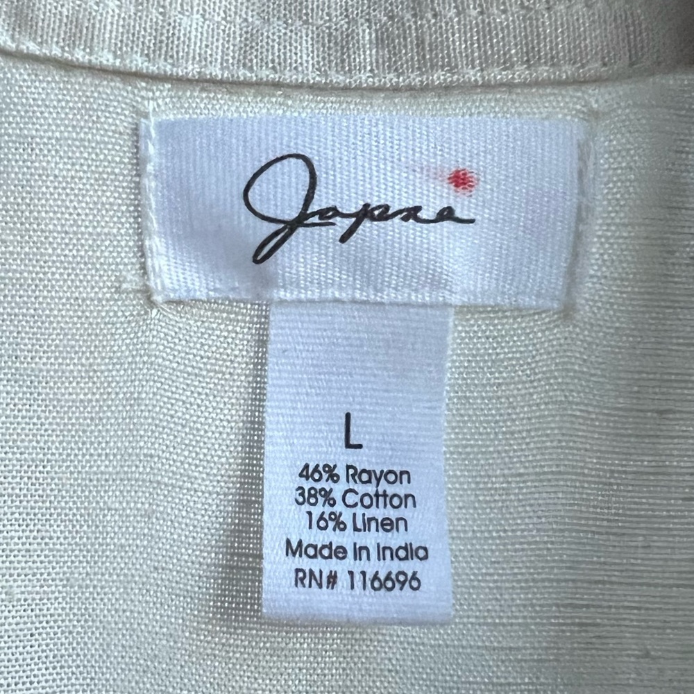🆕 Japna Linen Cotton Blend Jumpsuit Size L Utility Style Minimalist Casual - Picture 14 of 15